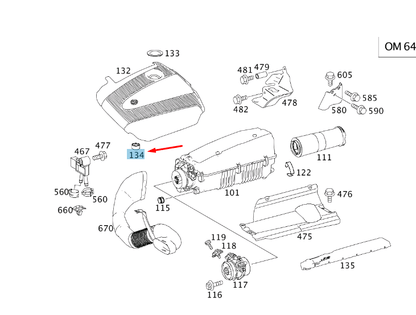 new mb c w203 air intake mounting cover elastomer bearing a6460940085 original