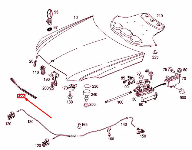 NEW MERCEDES-BENZ E W212 FRONT ENGINE HOOD GASKET A2128870098 ORIGINAL