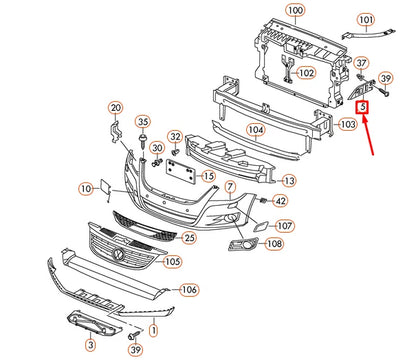 NEW VOLKSWAGEN TIGUAN MK1 FRONT BUMPER RIGHT BRACKET 5N0807184B ORIGINAL