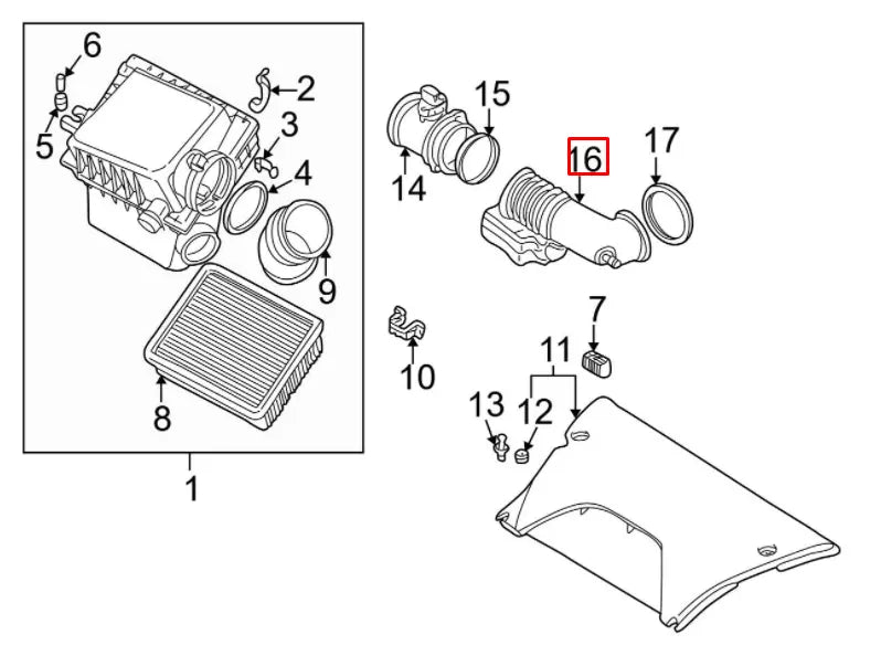 NEW BMW X5 E53 INTAKE BOOT WITH RESONATOR 13717523726 ORIGINAL