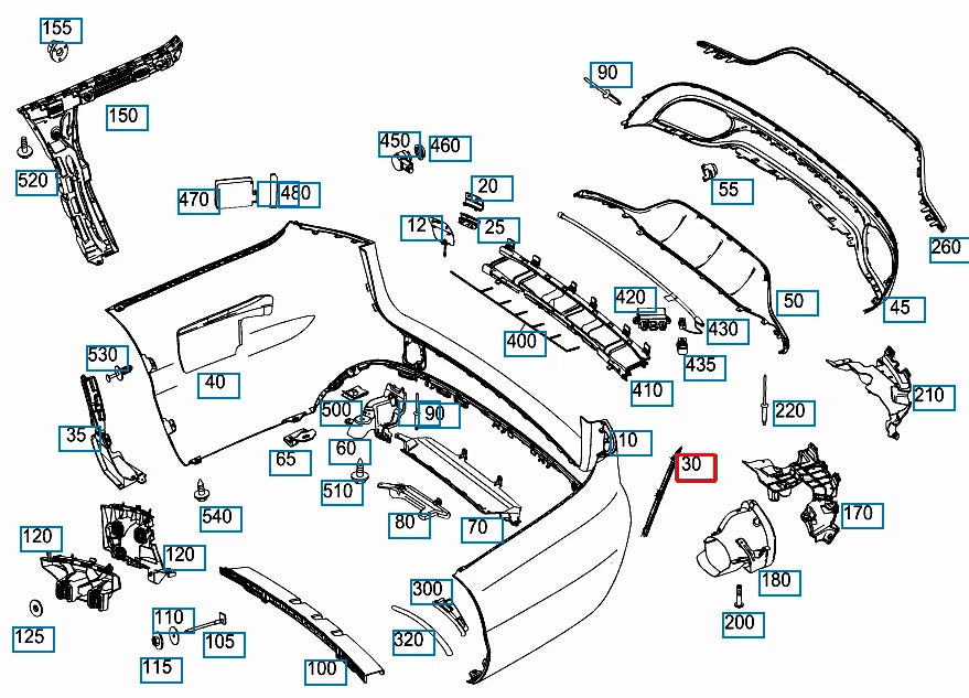 NEW MB C W205 AMG ESTATE REAR BUMPER RIGHT SIDE COVER GRILLE A2058850353