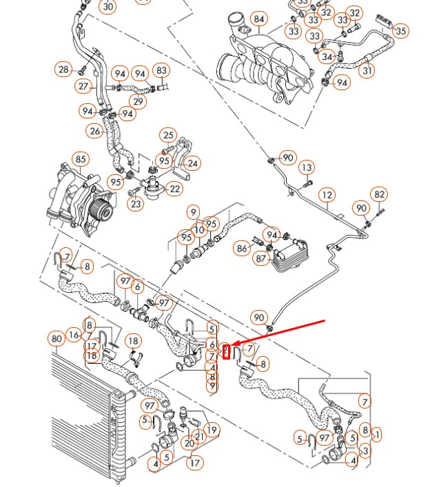 NEW VOLKSWAGEN CC RADIATOR UPPER COOLANT HOSE 3C0122101GH