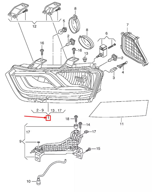 NEW AUDI Q3 8U FRONT RIGHT HEADLIGHT RHD 8U0941004N ORIGINAL
