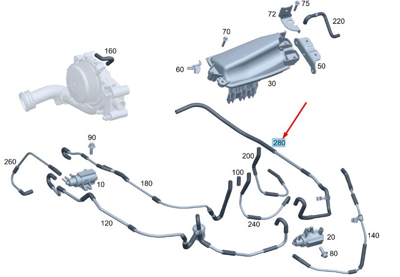 NEW MERCEDES-BENZ C W204 PRESSURE TRANSDUCER VACUUM LINE RHD A6510709832