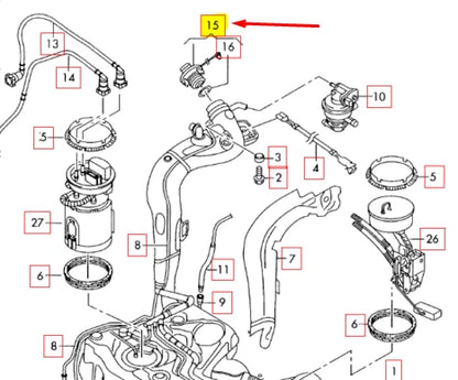 NEW AUDI TT 8J FUEL TANK GAS CAP WITH RETAINING STRAP 8J0201550M