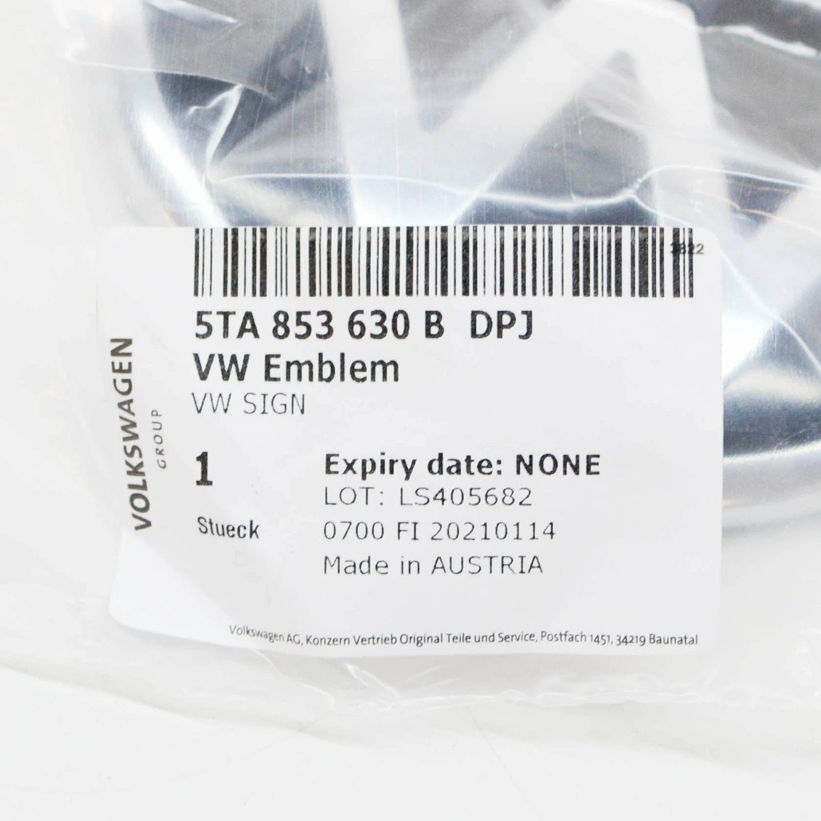 NEW VOLKSWAGEN TOURAN 5T REAR EMBLEM BADGE 5TA853630BDPJ ORIGINAL