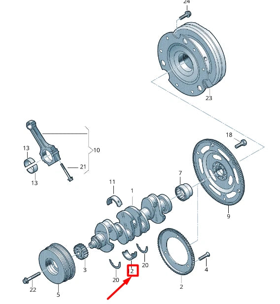 NEW VOLKSWAGEN ARTEON 3H7 LOWER CRANKSHAFT BEARING SHELL 06K105591ACBLA