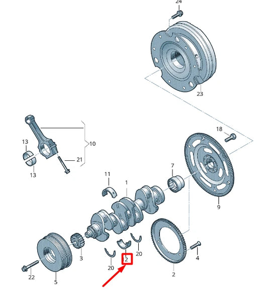 NEW VOLKSWAGEN ARTEON 3H7 LOWER CRANKSHAFT BEARING SHELL 06K105591ACBLA