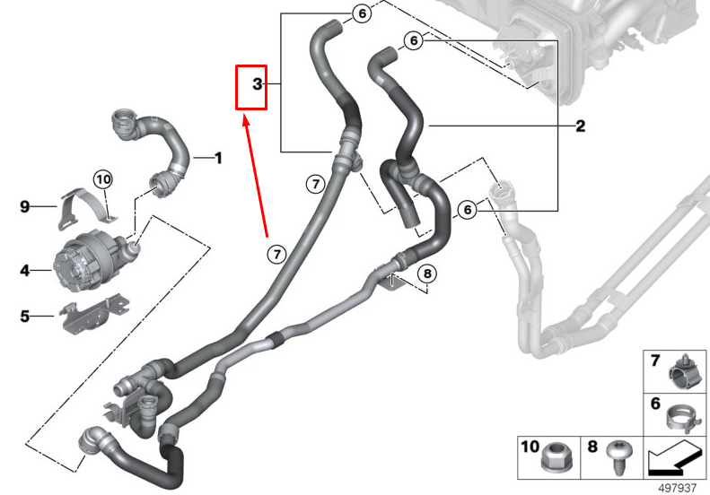 new bmw x7 g07 coolant return hose 64216821654 original