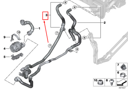 new bmw x7 g07 coolant return hose 64216821654 original