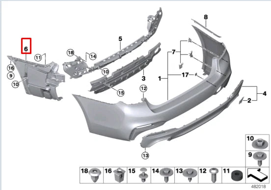 NEW BMW 5 TOURING G31 M REAR LEFT BUMPER BRACKET 51128066751 ORIGINAL