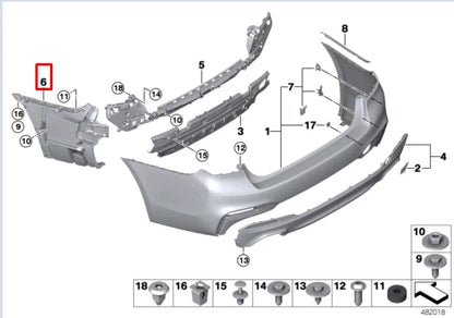 NEW BMW 5 TOURING G31 M REAR LEFT BUMPER BRACKET 51128066751 ORIGINAL