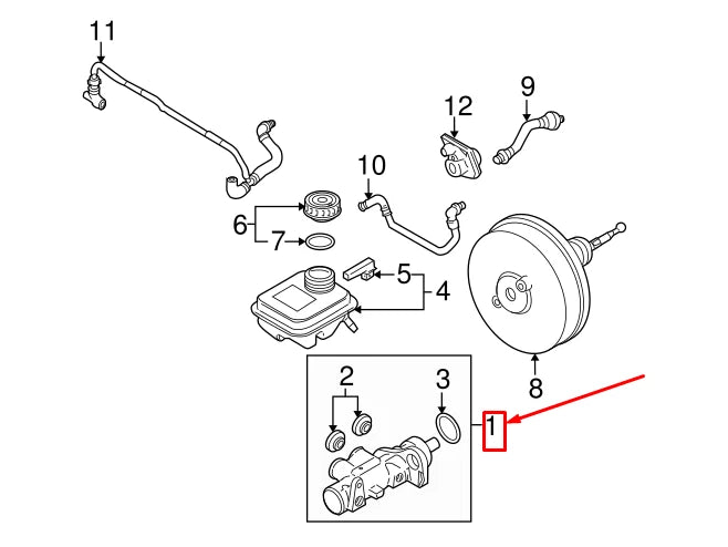 NEW VW PHAETON 3D BRAKE MASTER CYLINDER 3D0611021 ORIGINAL