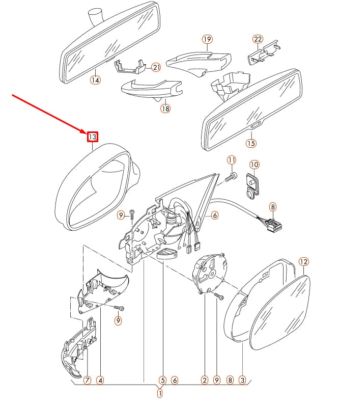 NEW VOLKSWAGEN PASSAT B6 FRONT RIGHT DOOR MIRROR COVER CAP 3C0857538AGRU