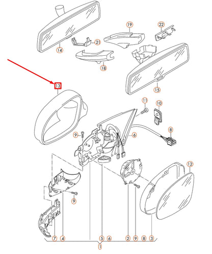 NEW VOLKSWAGEN PASSAT B6 FRONT RIGHT DOOR MIRROR COVER CAP 3C0857538AGRU