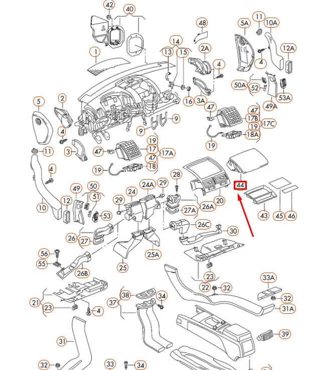 NEW VW TOUAREG 7L DASHBOARD STORAGE COMPARTMENT TRAY 7L6857919D3X1 ORIGINAL