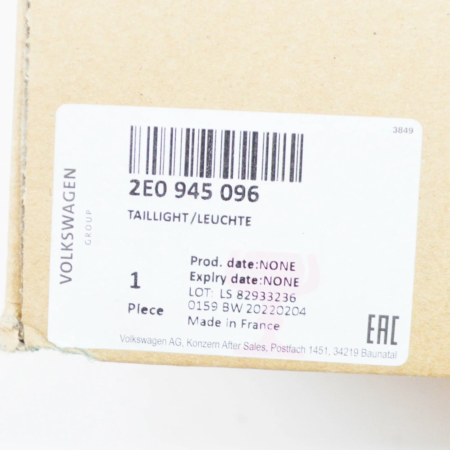 NEW VW CRAFTER 2F MK1 REAR RIGHT TAILLIGHT 2E0945096