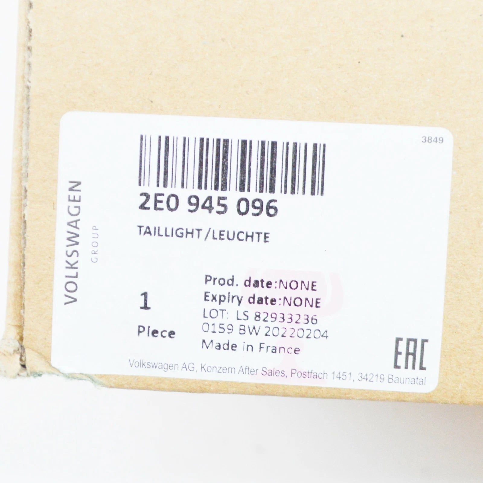 NEW VW CRAFTER 2F MK1 REAR RIGHT TAILLIGHT 2E0945096