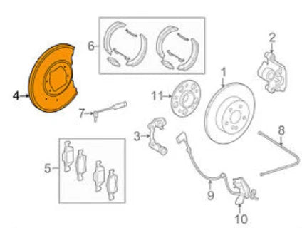 NEW MB C W204 REAR RIGHT BRAKE BACKING PLATE A2044211820 ORIGINAL