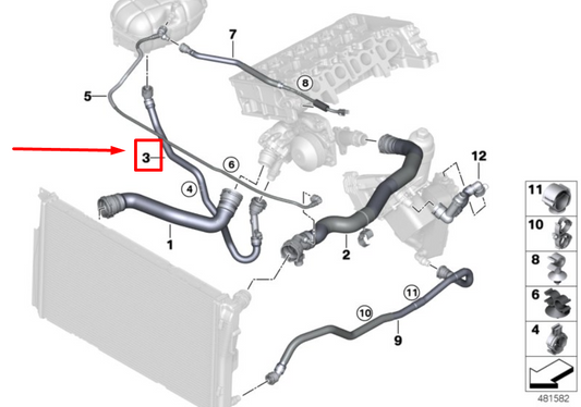 new bmw 4 gran coupe f36 expansion tank coolant hose 8514058 17128514058