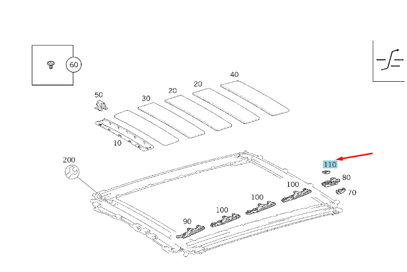 NEW MB A W168 ROOF COVER PUSH ROD LEFT REAR PARTS KIT A1687800176 ORIGINAL
