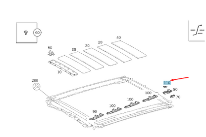 NEW MB A W168 ROOF COVER PUSH ROD LEFT REAR PARTS KIT A1687800176 ORIGINAL