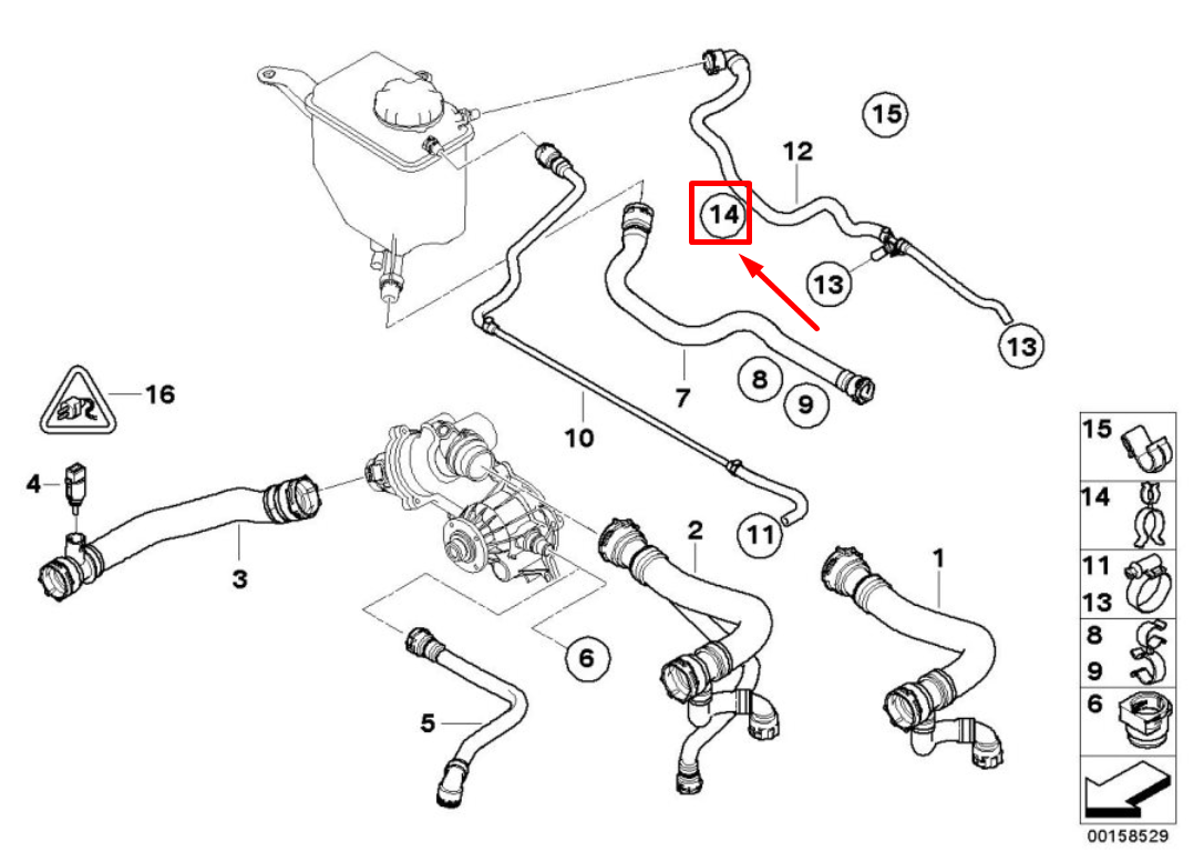 new bmw 6 cabrio e64 radiator cooling hose clamp 7541810 17127541810 original