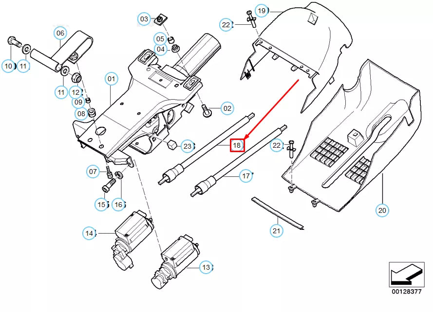 NEW BMW 5 E39 STEERING COLUMN ADJUSTMENT SHAFT-VERTICAL 32316760684 ORIGINAL