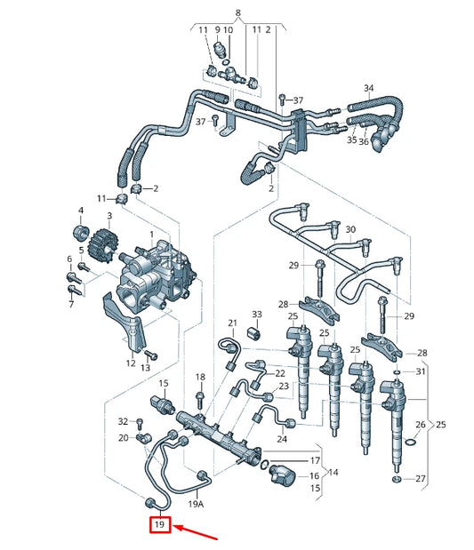 NEW VW TRANSPORTER VI T6 FUEL PRESSURE PIPE 03N130322B