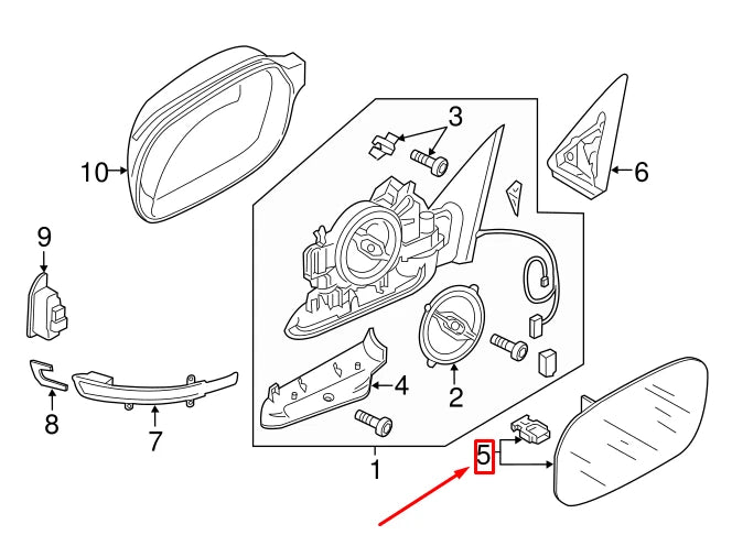 NEW AUDI A6 AVANT C6 FRONT LEFT DOOR MIRROR GLASS 8T0857535C