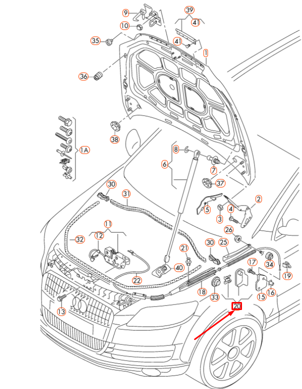 NEW AUDI Q7 4L BONNET LID LOCK CABLE HANDLE LHD 4L1823533A4PK ORIGINAL