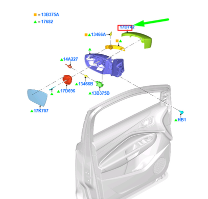 new ford kuga mk2 c520 front right door mirror cover 1907102 original