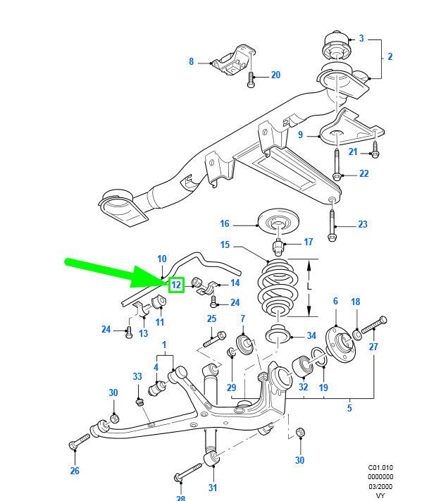 new ford galaxy v191 mk1 rear stabilizer insulator assy 1009649 original