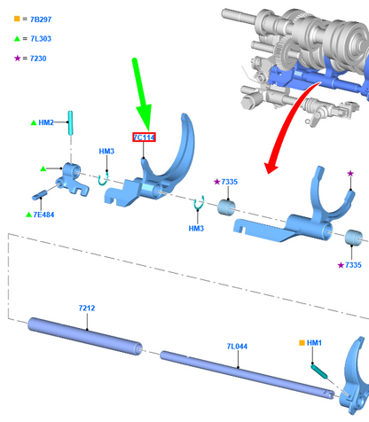 new ford focus mk3 c346 gear switch fork 1422741 xs4r-7c114-ab original