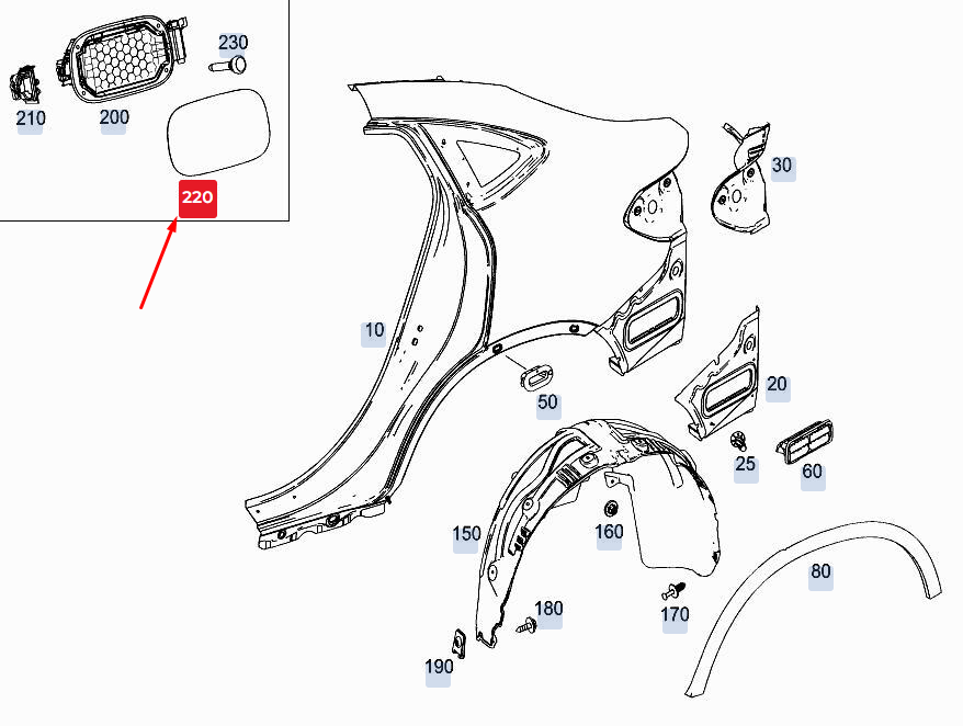 NEW MERCEDES-BENZ GLC X253 FUEL TANK FLAP A2537570000 ORIGINAL