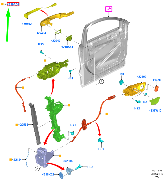 new ford kuga mk3 front right door lock lhd 2697808 original