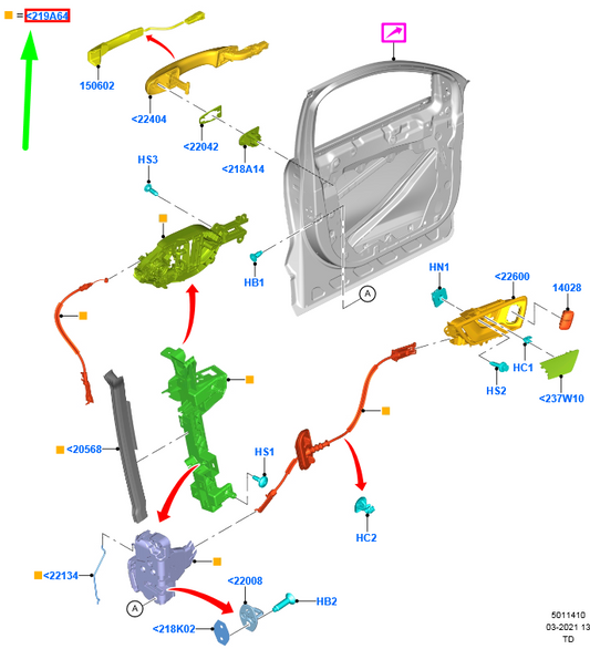 new ford kuga mk3 front right door lock lhd 2697808 original