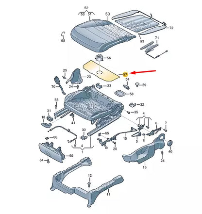 NEW VW TOUAREG 7P MK2 FRONT LEFT SEAT FLEECE 7P6881387