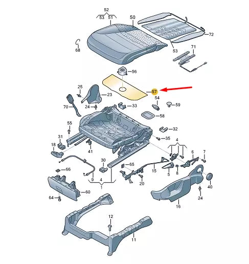 NEW VW TOUAREG 7P MK2 FRONT LEFT SEAT FLEECE 7P6881387