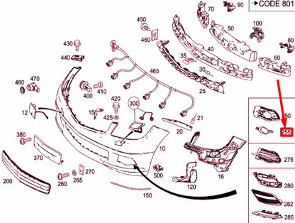 NEW MERCEDES-BENZ C W204 FRONT BUMPER LEFT FOG LAMP MOLDING A2048850174 ORIGINAL