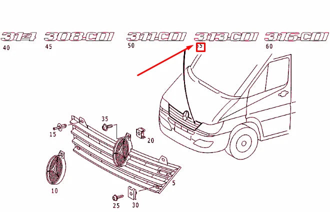 NEW MERCEDES-BENZ SPRINTER 903 RADIATOR GRILLE SHELL EMBLEM A9018172214