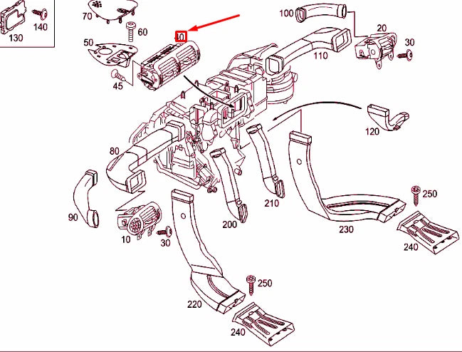 NEW MERCEDES-BENZ C W203 DASHBOARD CENTER NOZZLE A20383013547225 ORIGINAL
