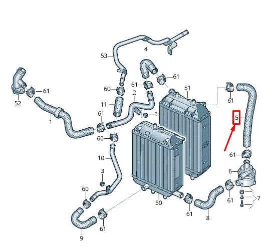 NEW AUDI RS7 SPORTBACK 4G LEFT OUTER ENGINE COOLANT HOSE 4G0121082J