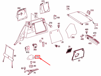 NEW MB ML W164 LUGGAGE COMPARTMENT COVERING CAP A25186800308K67 ORIGINAL