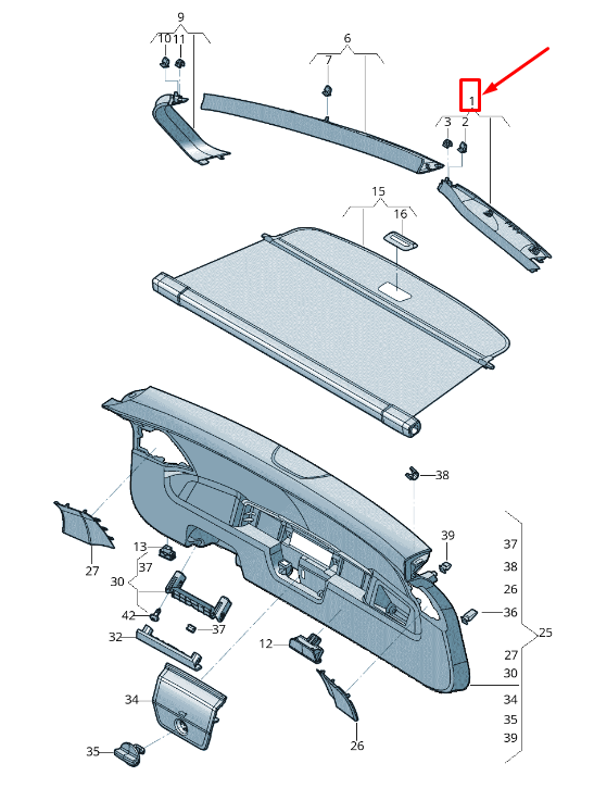 new seat tarraco kn right upper rear lid trim panel 5fj86770482v original