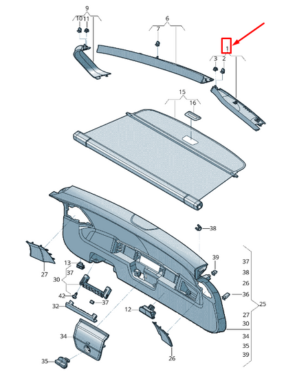 new seat tarraco kn right upper rear lid trim panel 5fj86770482v original