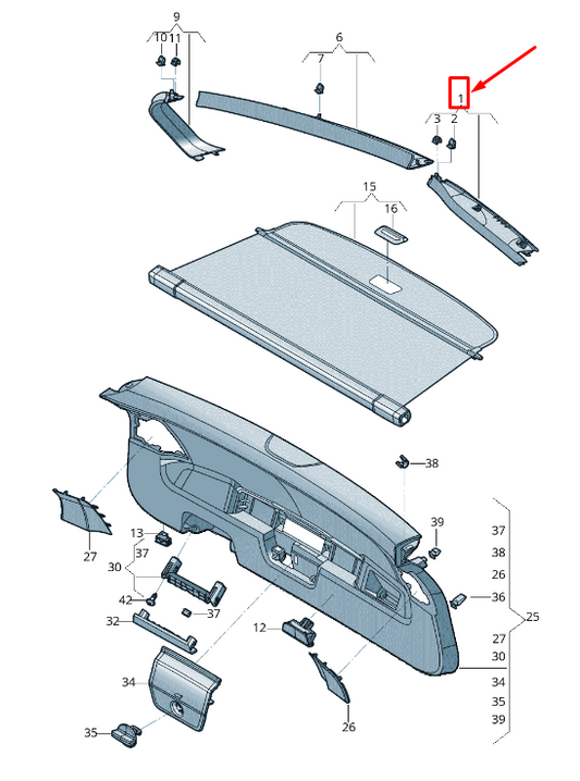 new seat tarraco kn right upper rear lid trim panel 5fj86770482v original