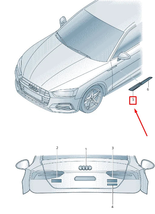 NEW AUDI A5 SPORTBACK F5 FRONT LEFT FENDER TRIM 8W6853601DT94 ORIGINAL