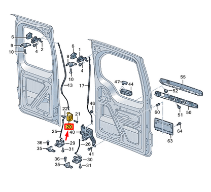 NEW VW CADDY SB MK4 REAR DOOR ACTUATING LEVER 2K0827185B9B9 ORIGINAL