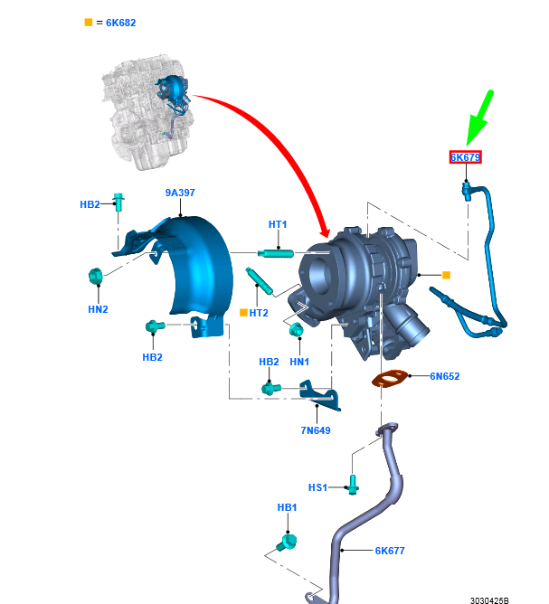 new ford ranger t6 turbo oil feed pipe assy fb3q-6k679-aa 1885724 original